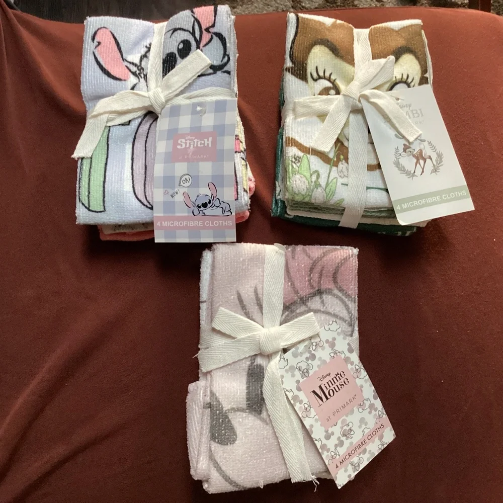Disney Microfiber Cloths New with Tag 4 cloths per pack Total = 12 cloths